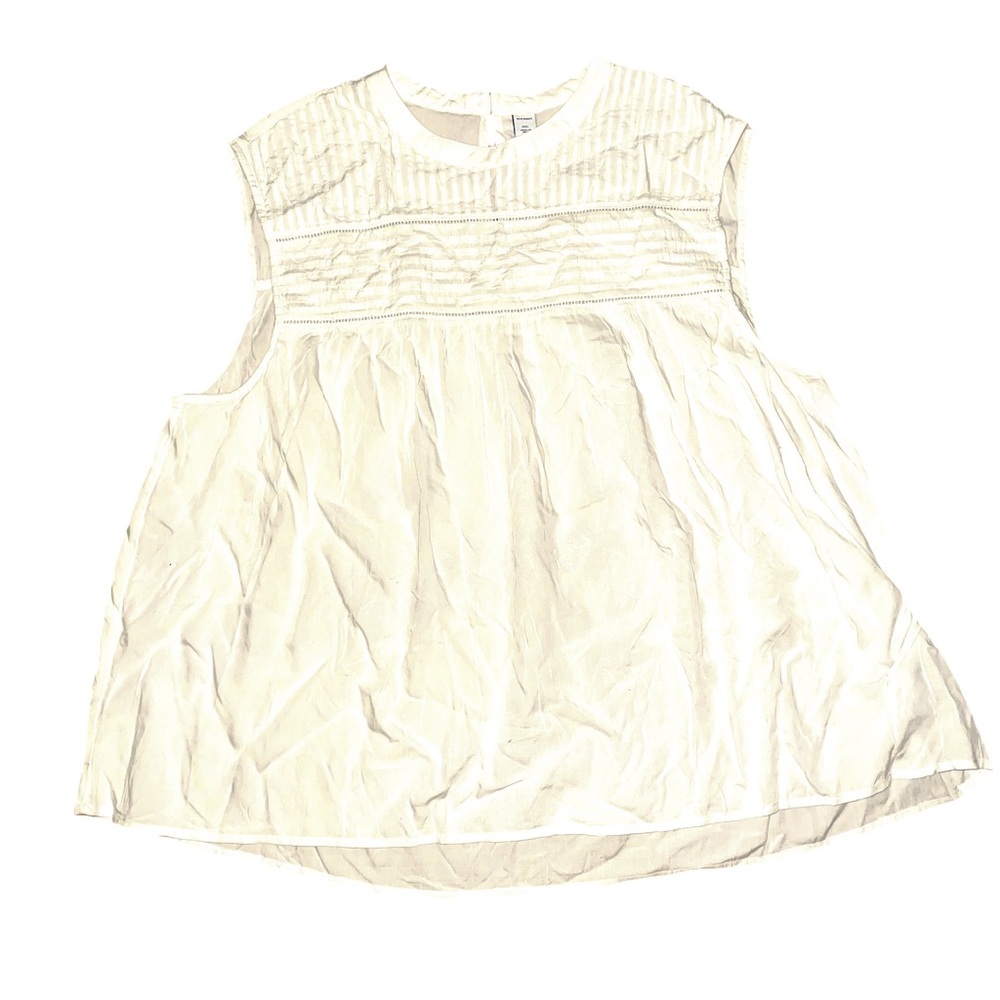 Old Navy Women’s Plus Size Sleeveless Pintuck Cotton Cream Blouse Size XXL NWT